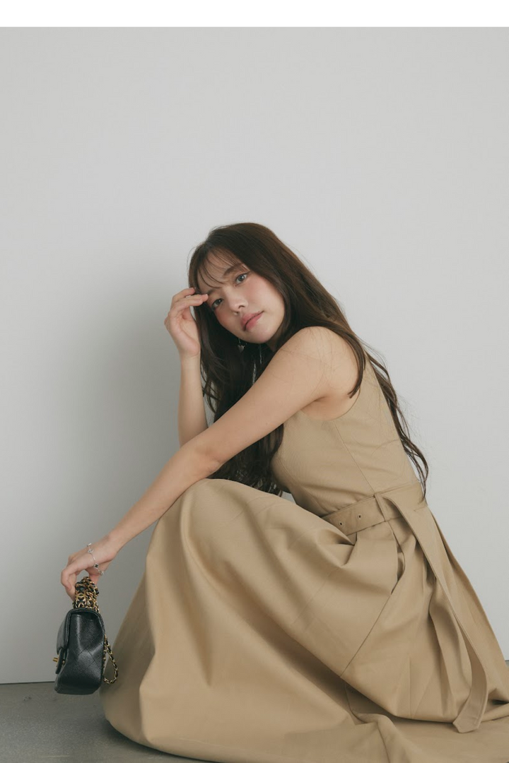 トレンチコート＆Vネックノースリーブワンピセットアップ