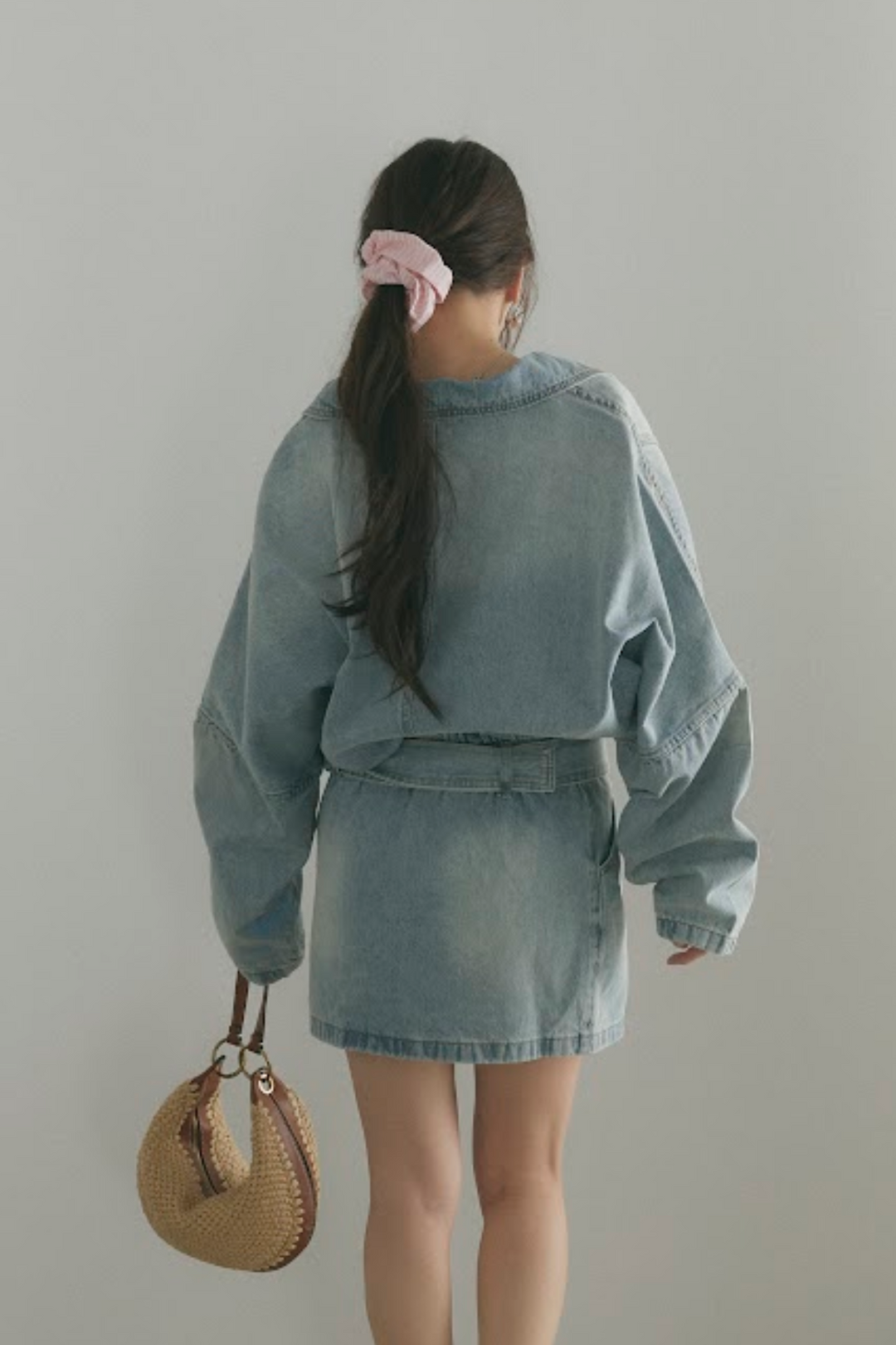 ウォッシュドデニムミニワンピース