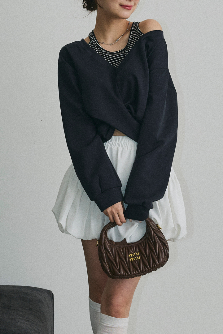 レイヤードクロスショートトップス