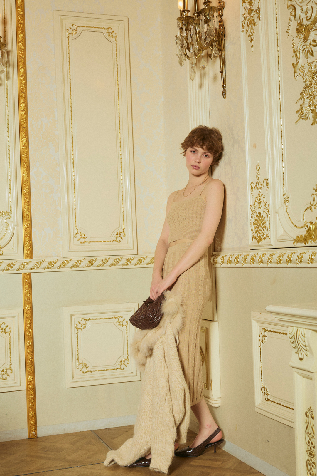 ケーブルニットキャミセットアップ