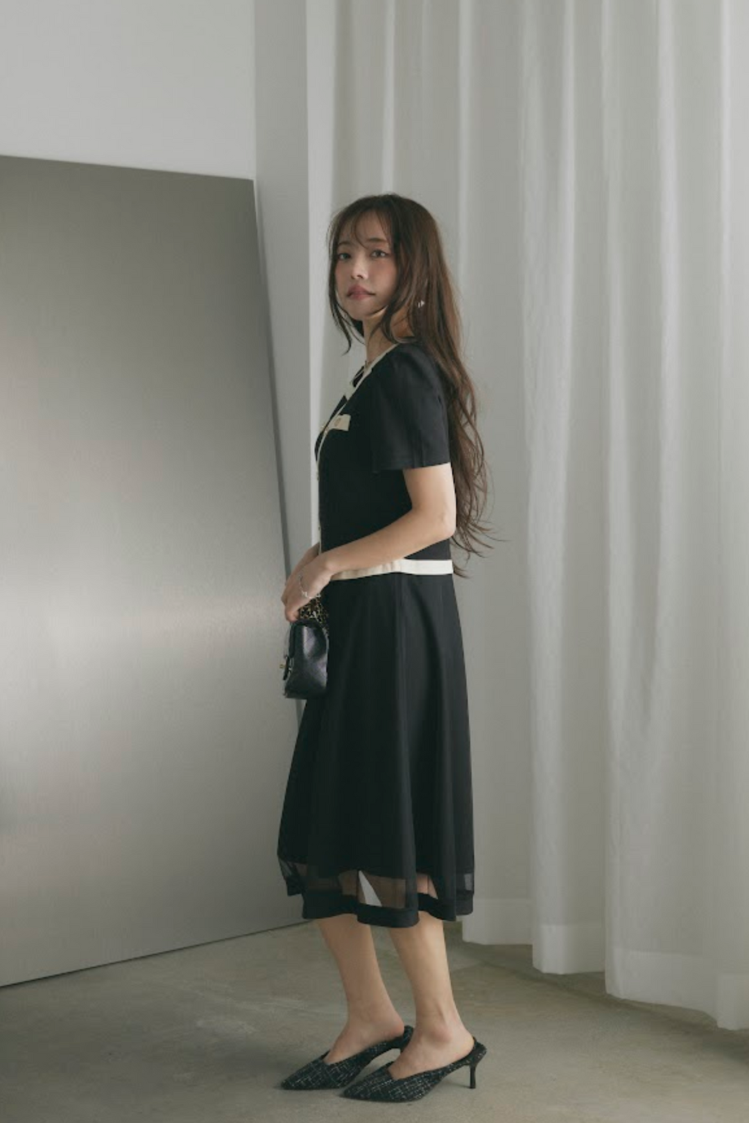 バイカラーパイピングワンピース