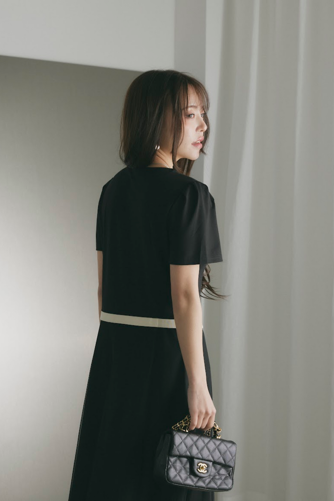 バイカラーパイピングワンピース