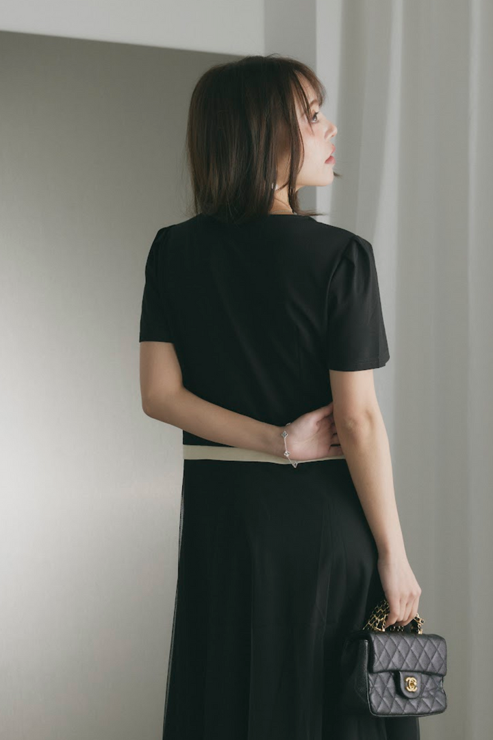 バイカラーパイピングワンピース