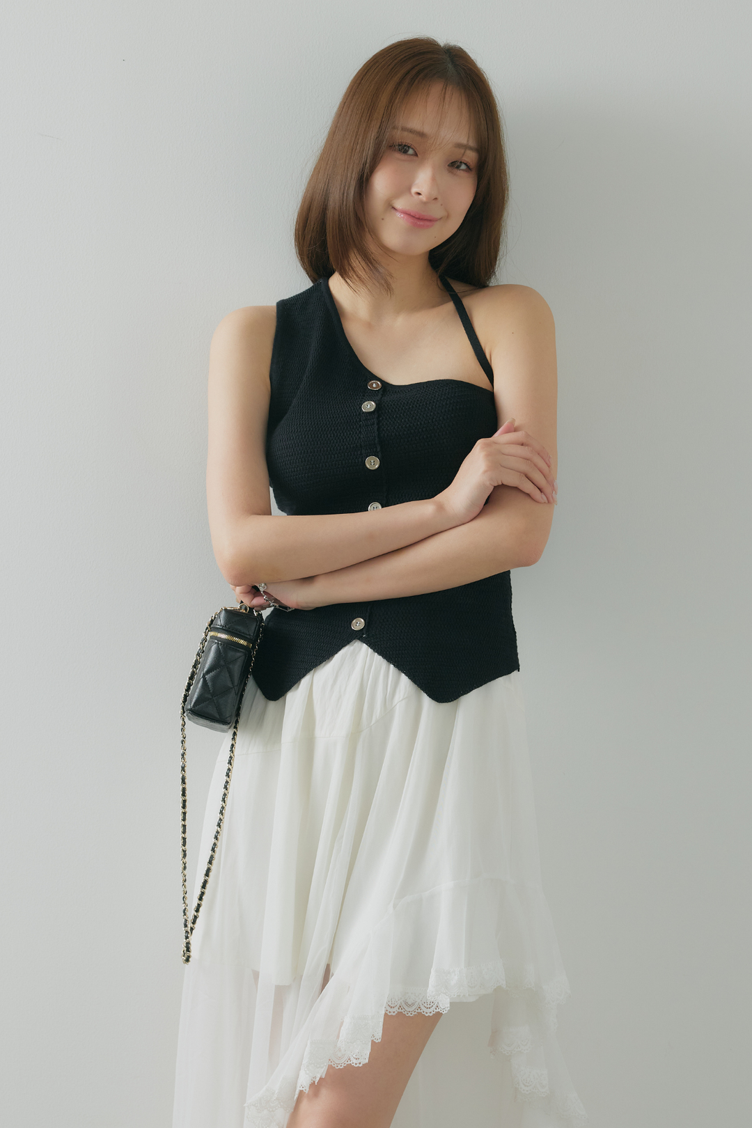 アシンメトリーカットサマーニットトップス