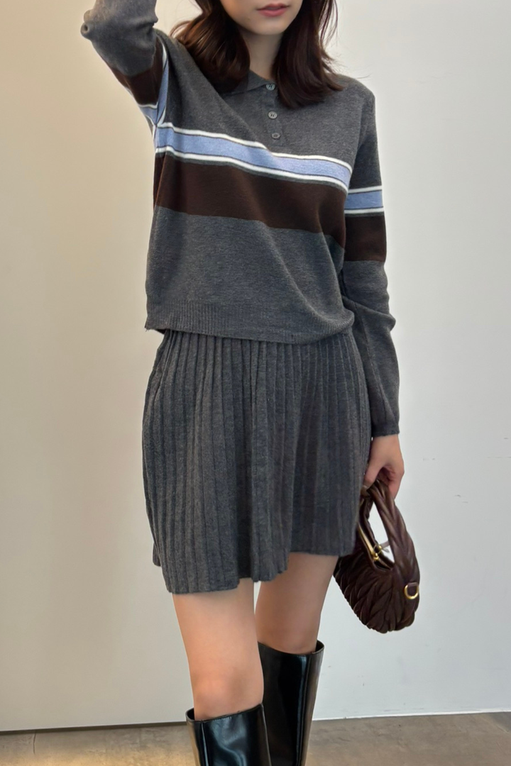 ボーダーポロニットセットアップ