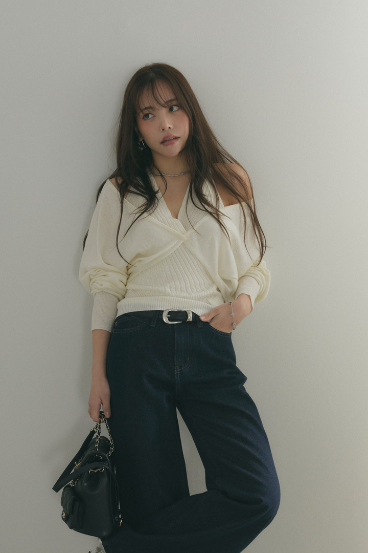 カシュクールニットトップス＆ショートボレロセット