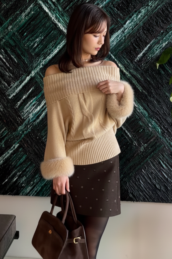 オフショルファーポンチョ