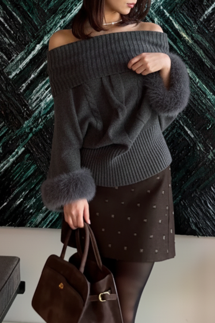 オフショルファーポンチョ