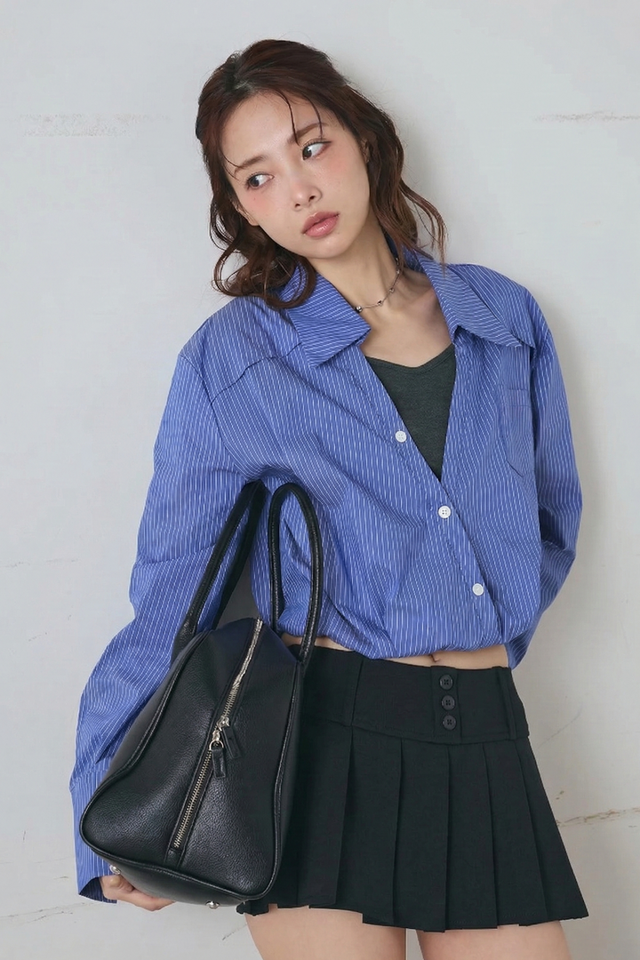 ボタンプレッピープリーツミニスカート