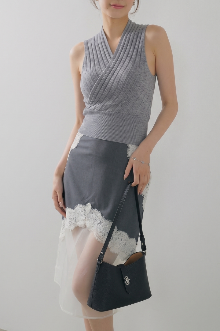 ウエストシェイプカシュクールニット