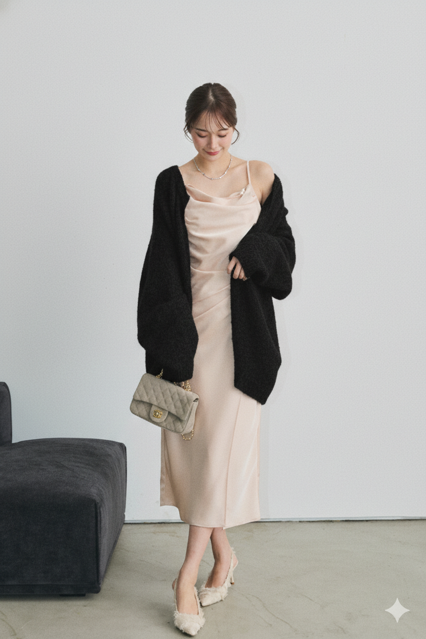 ジップアップロングニットカーディガン