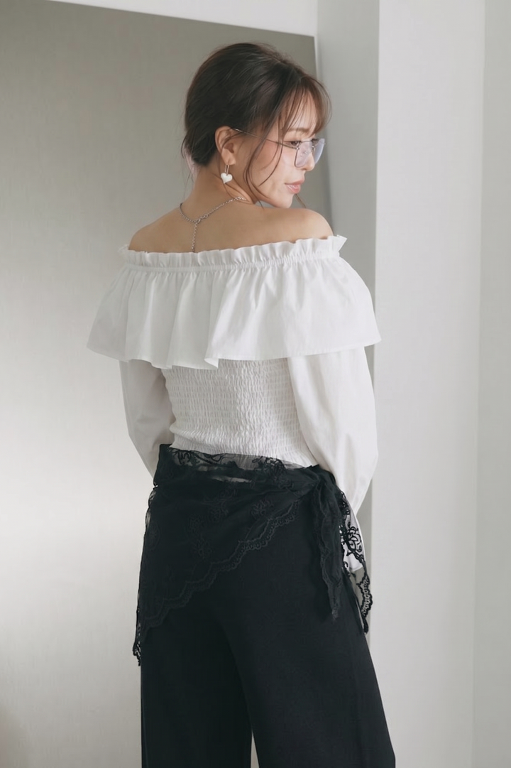 レースレイヤードワイドスウェットパンツ