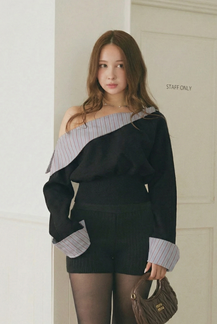 オフショルシャツドッキングスウェット