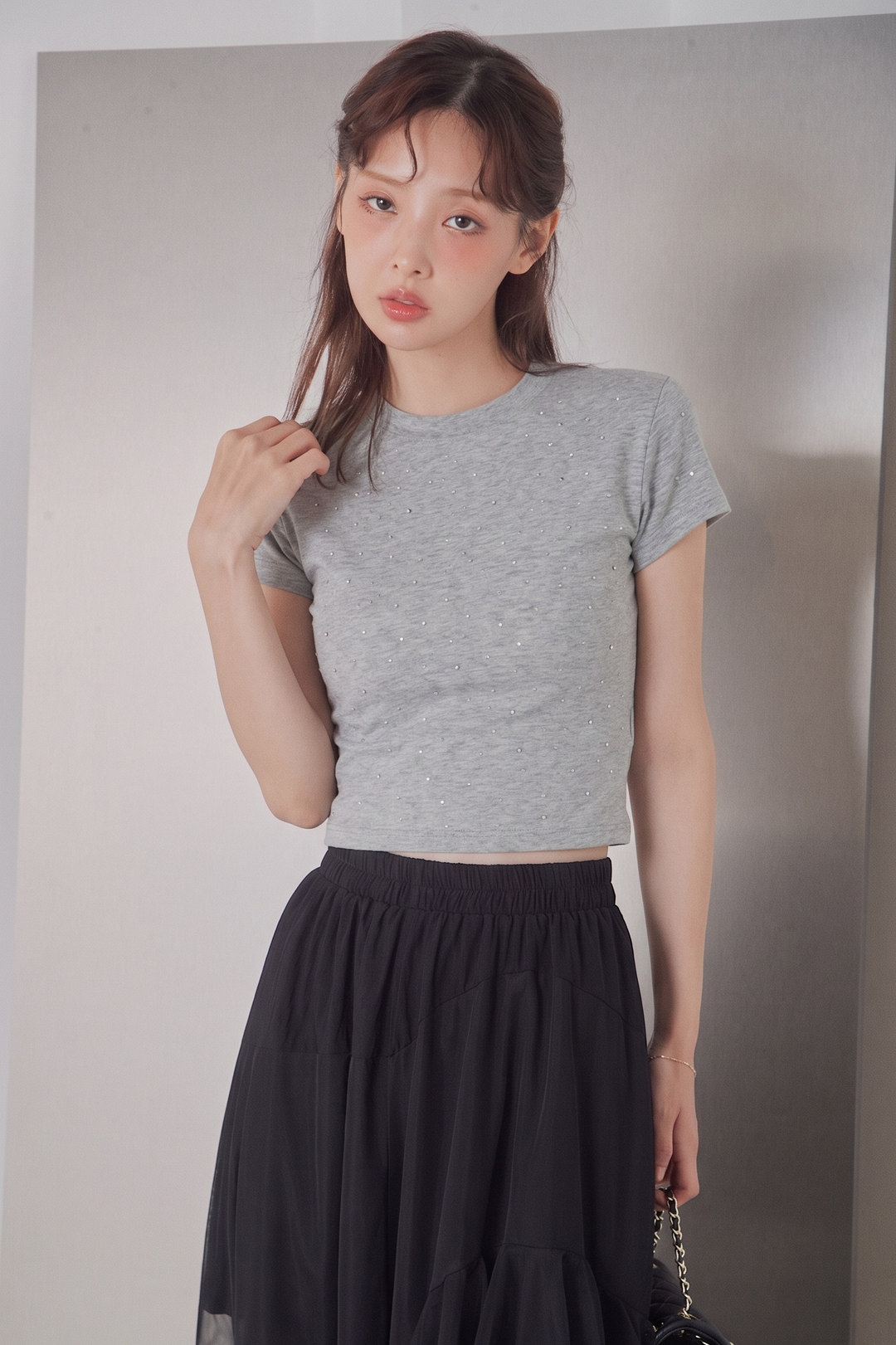 ストーン付コンパクトTシャツ