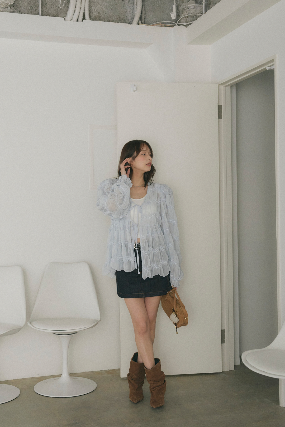 ステッチデニムミニスカート