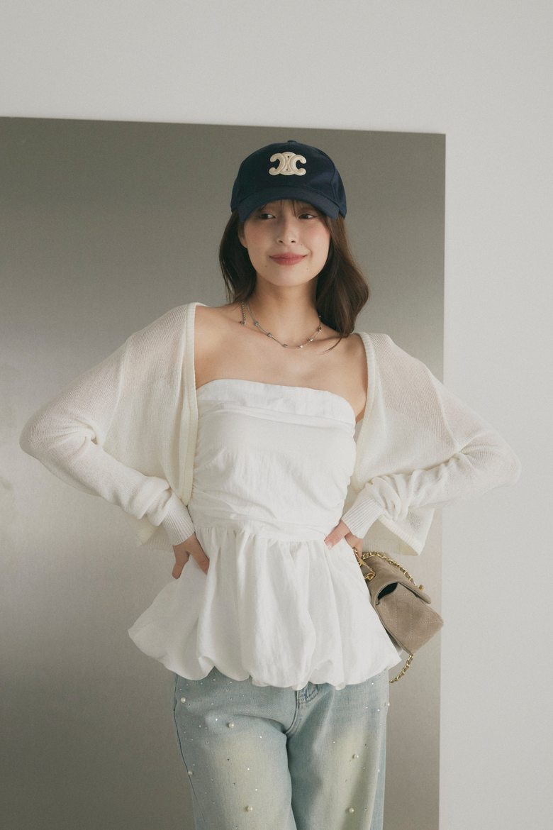 MaisonNua バルーンベアトップ＆シアーボレロセット バルーンベアトップ＆シアーボレロセット – maison-nua_shop