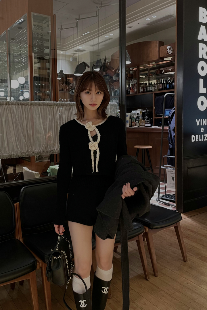 モノトーンクラシックカーデ