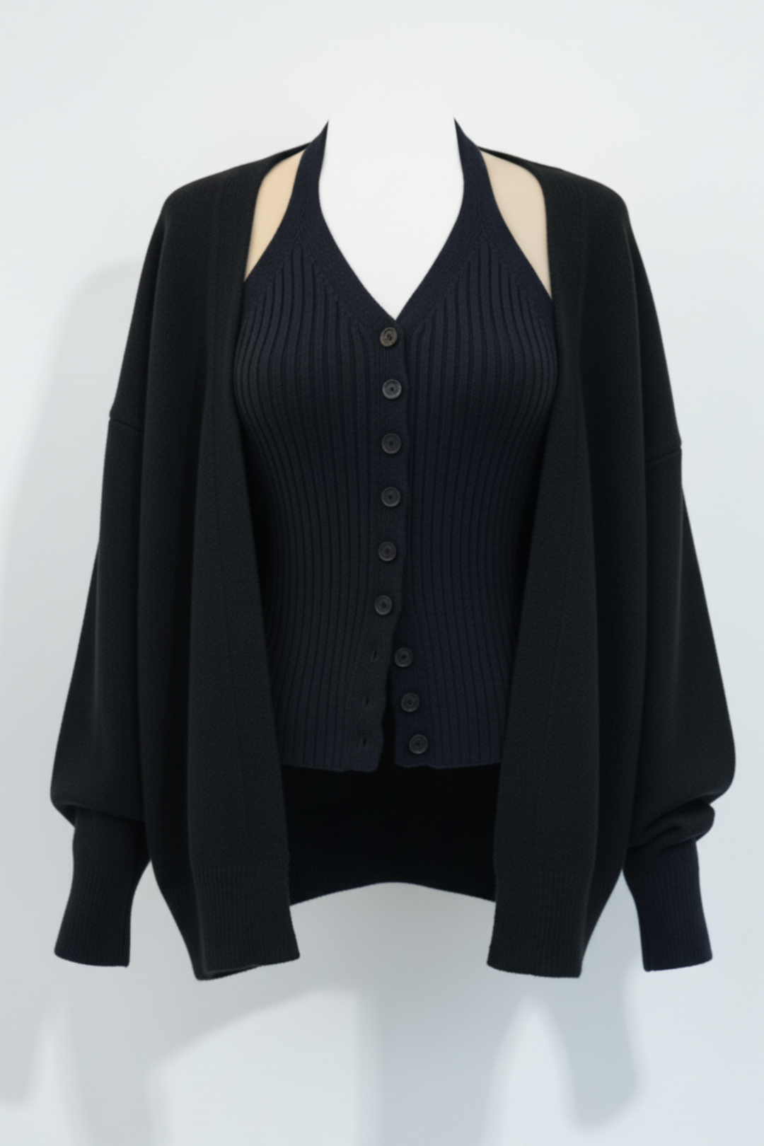 リブニットカーデセット