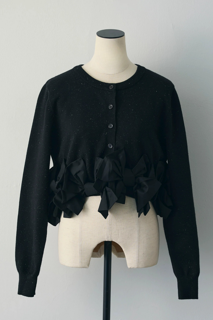 リボンラメショートカーデ