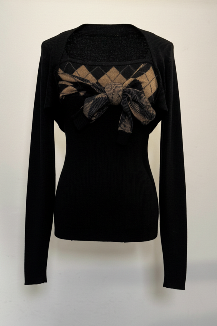アーガイルリボンニットセット